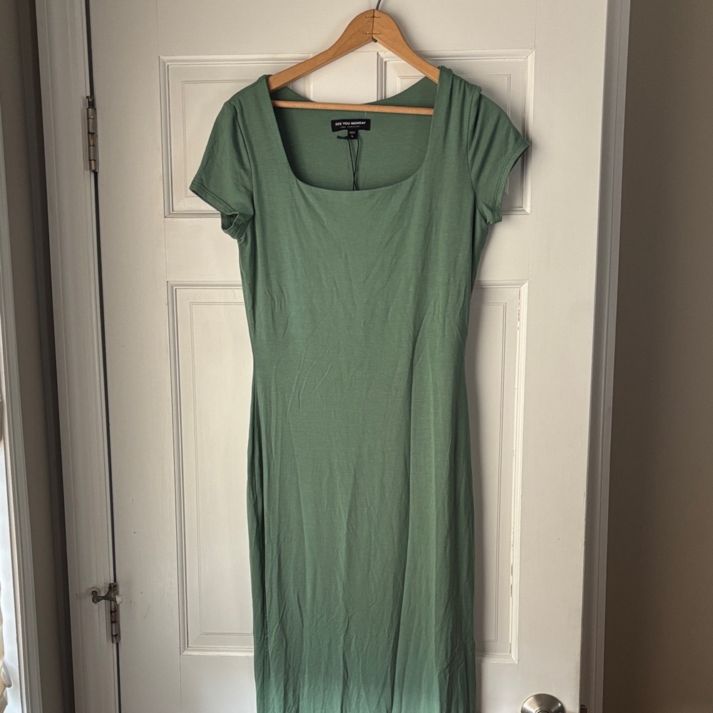 See You Monday Sage Green Midi Dress